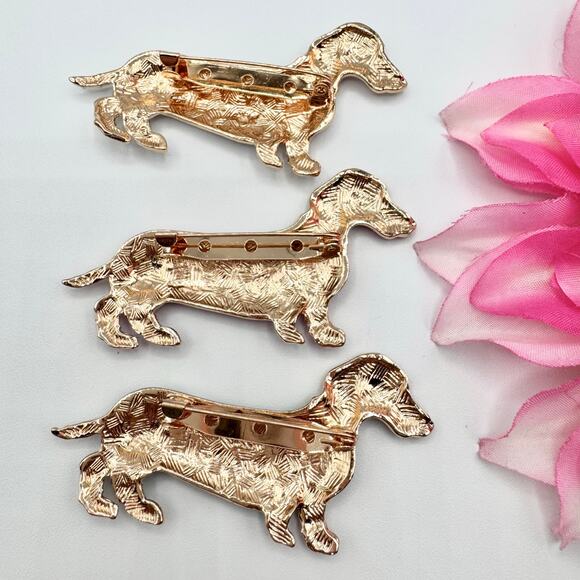 Dachshund Pin Set Of 3 Doxie Wiener Dog Sausage Dog Dackel Enamel On Metal Cute - Picture 8 of 12